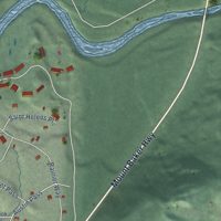 Second close-up of the map of Glacier, Washington print showing more streets and buildings