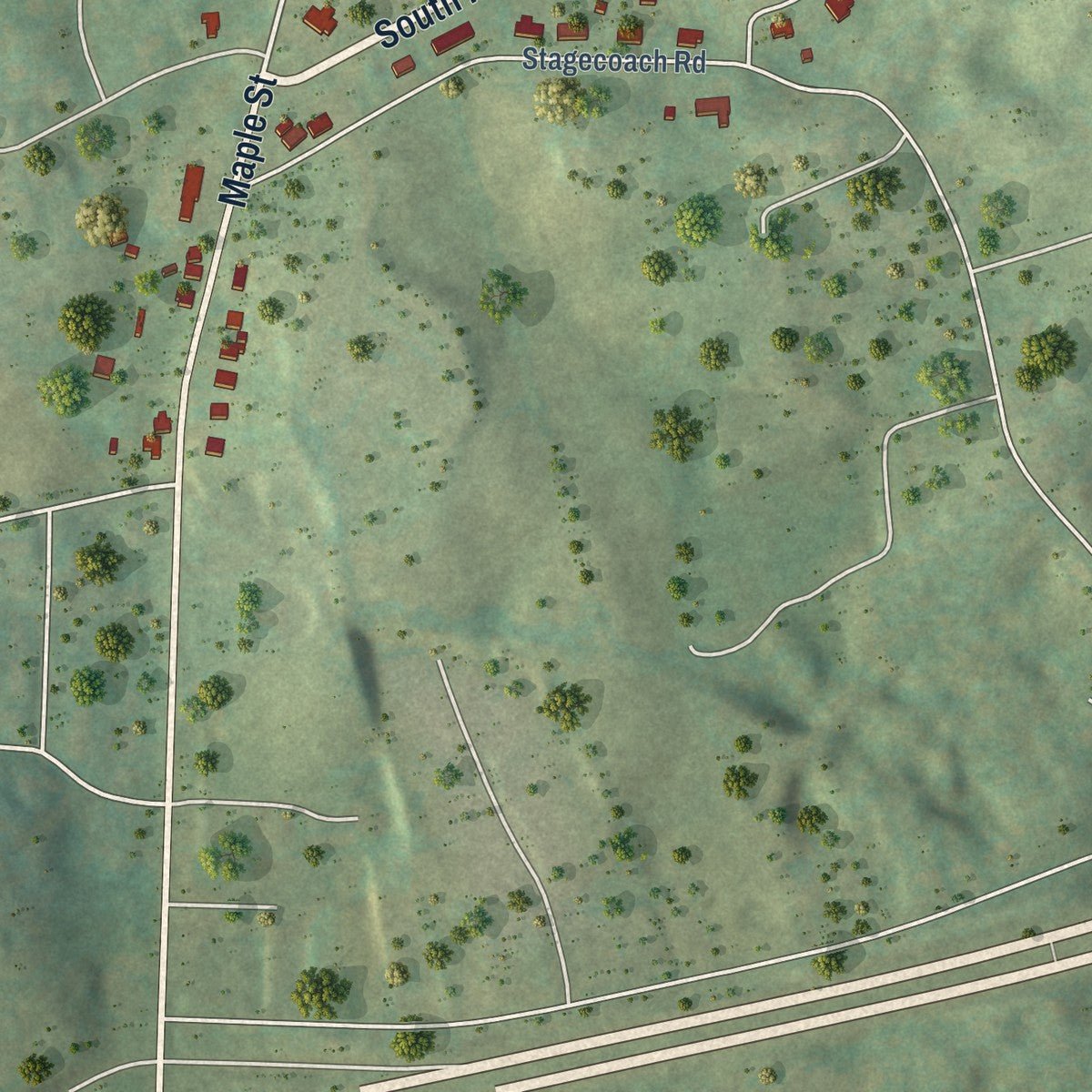 Second close-up of the map of Glade Spring, Virginia print showing more streets and buildings