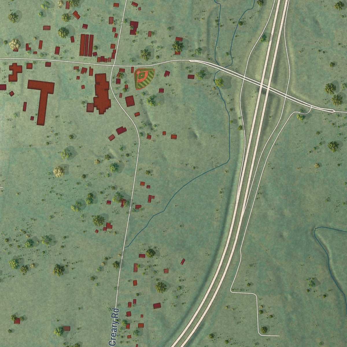 Second close-up of the map of Gladeville, Tennessee print showing more streets and buildings