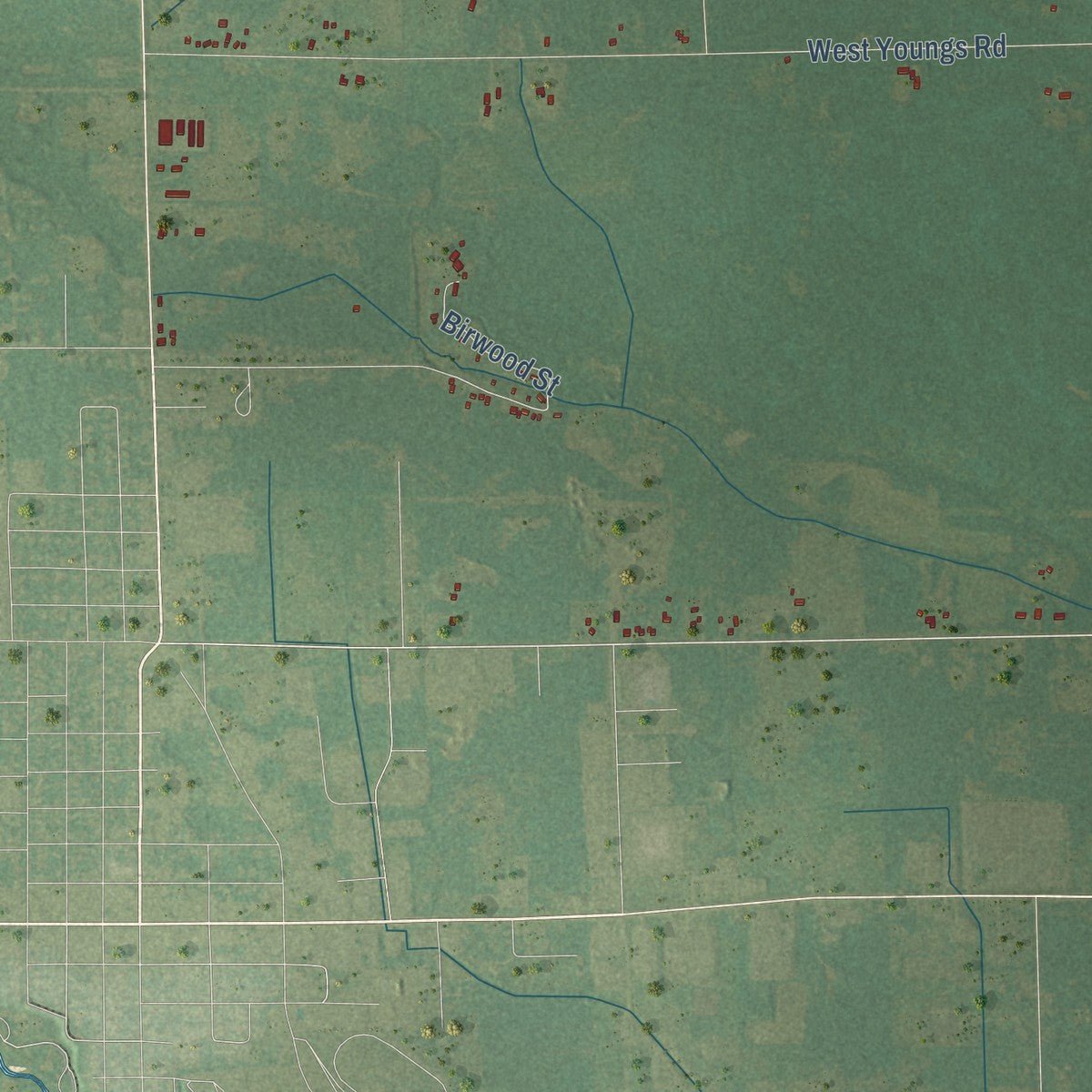 Second close-up of the map of Gladwin, Gladwin County, Michigan print showing more streets and buildings