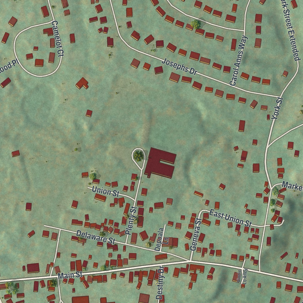 Second close-up of the map of Glasco, New York print showing more streets and buildings