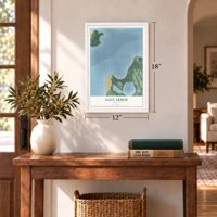 Glen Arbor, Michigan map, 12 x 18 inch print in a white frame in an entryway