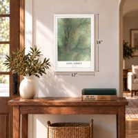 Glen Aubrey, New York map, 12 x 18 inch print in a white frame in an entryway