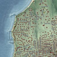 Second close-up of the map of Glen Cove, New York print showing more streets and buildings