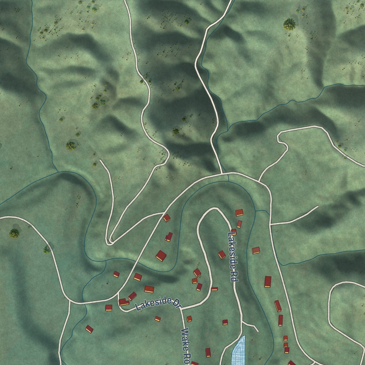 Second close-up of the map of Glen Ellen, California print showing more streets and buildings