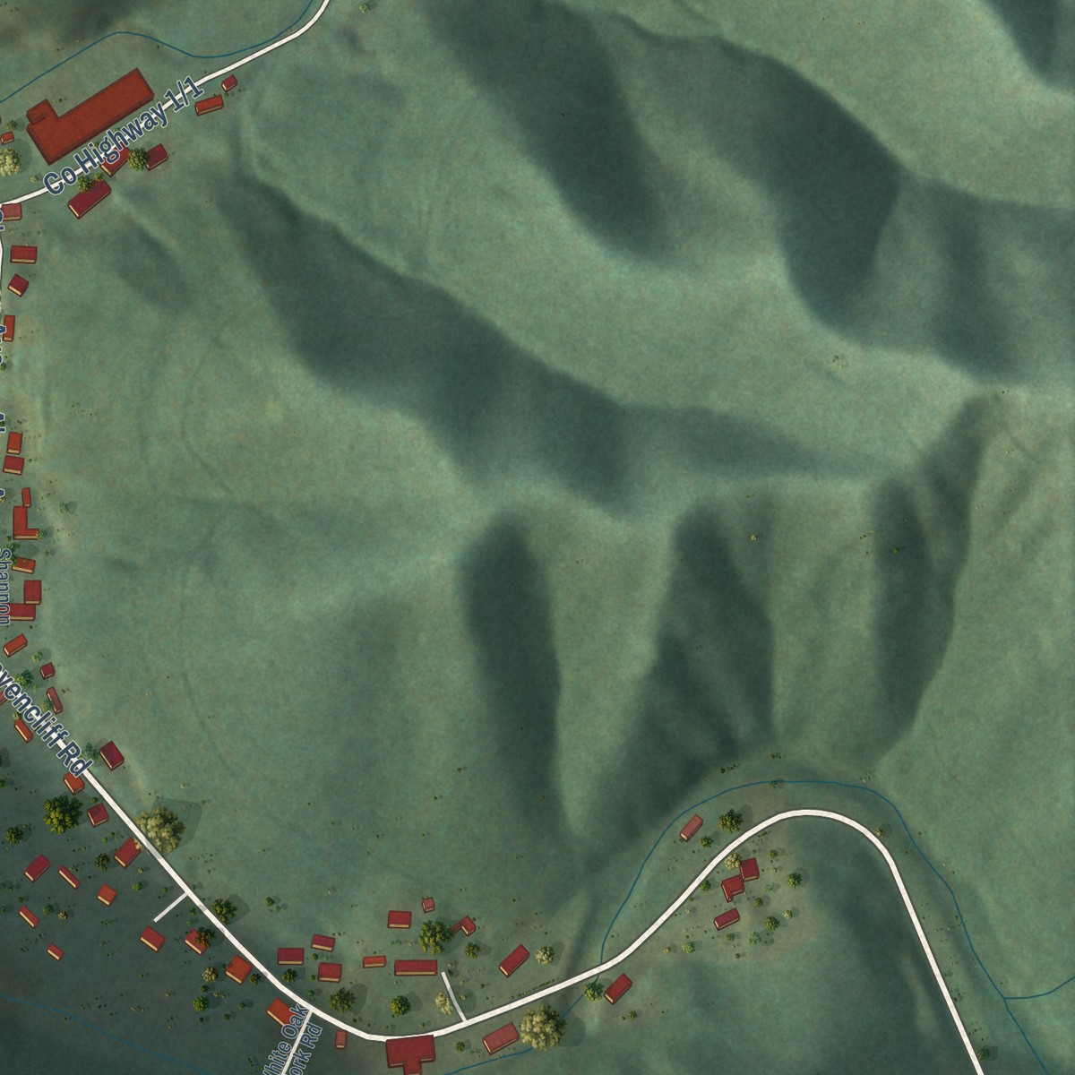 Second close-up of the map of Glen Fork, West Virginia print showing more streets and buildings