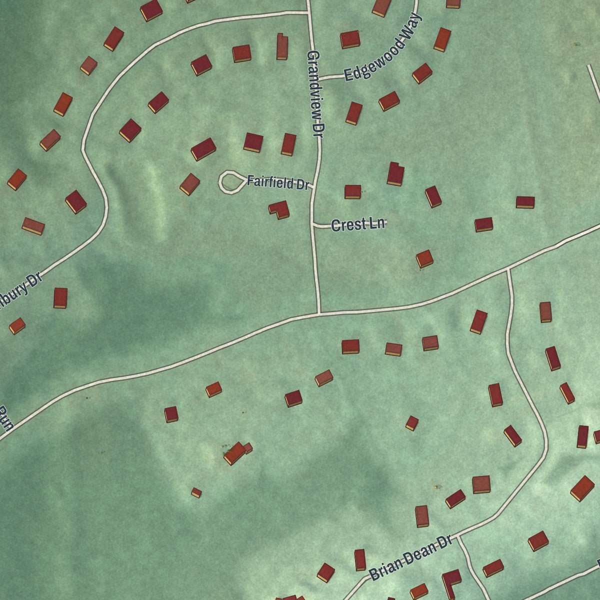 Second close-up of the map of Glen Gardner, New Jersey print showing more streets and buildings