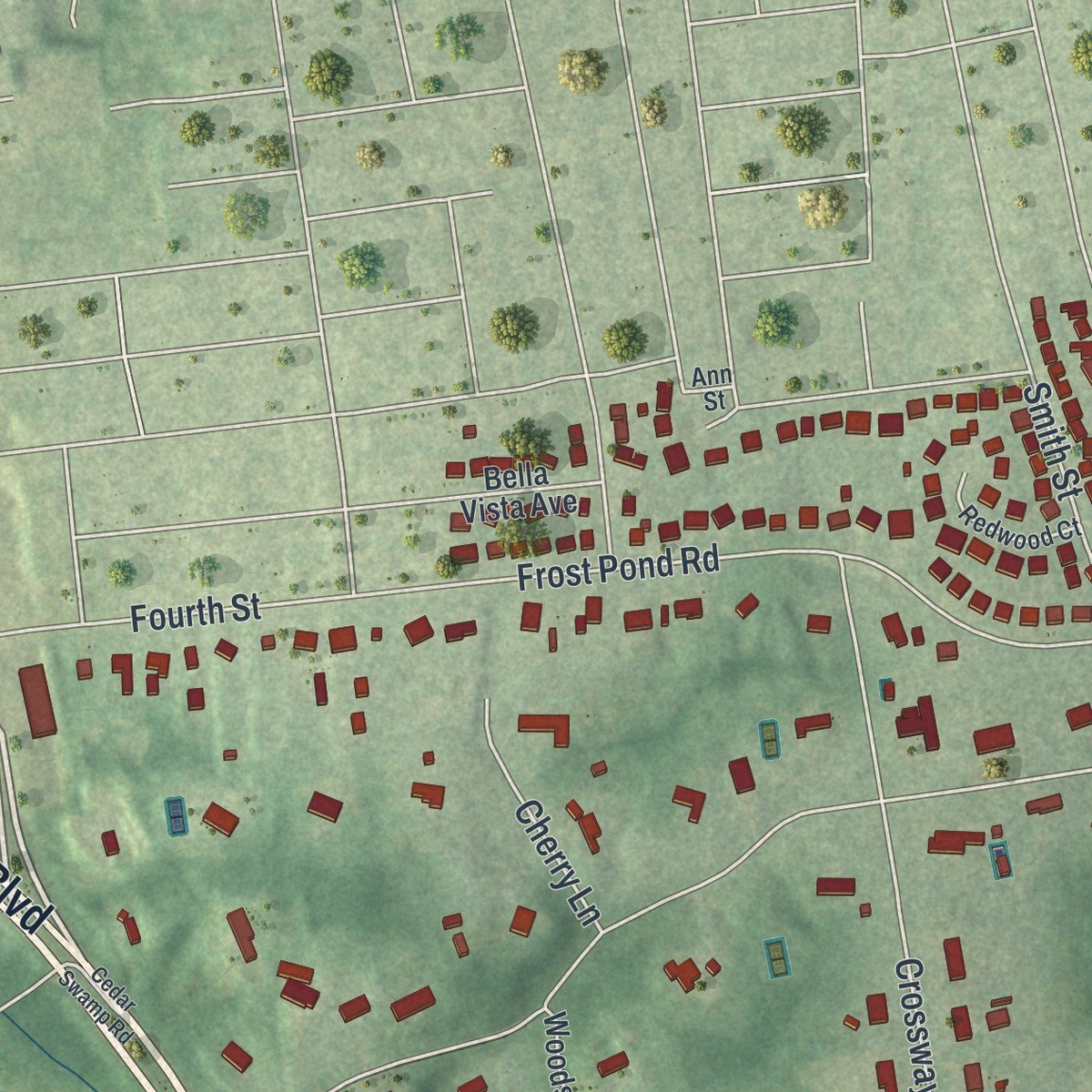 Second close-up of the map of Glen Head, New York print showing more streets and buildings