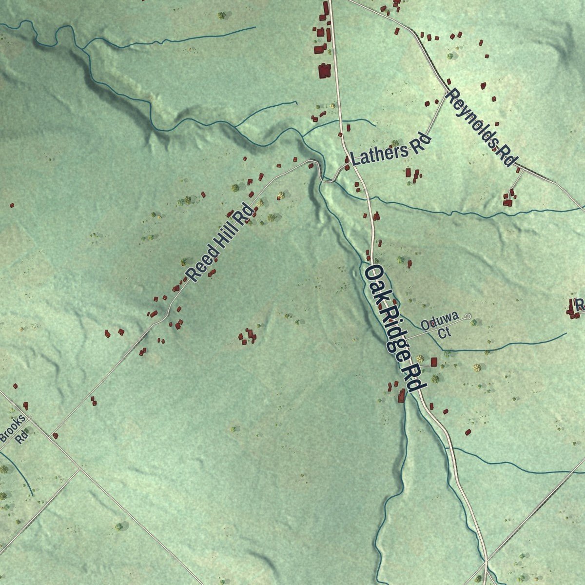 Second close-up of the map of Glen, New York print showing more streets and buildings