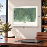Glen, New York map, 18 x 24 inch print in a white frame in a home office
