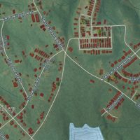 Second close-up of the map of Glen Raven, North Carolina print showing more streets and buildings