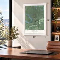 Glencoe, Alabama map, 18 x 24 inch print in a white frame in a home office
