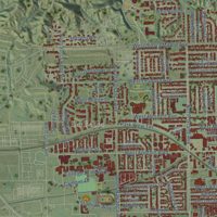 Second close-up of the map of Glendora, California print showing more streets and buildings