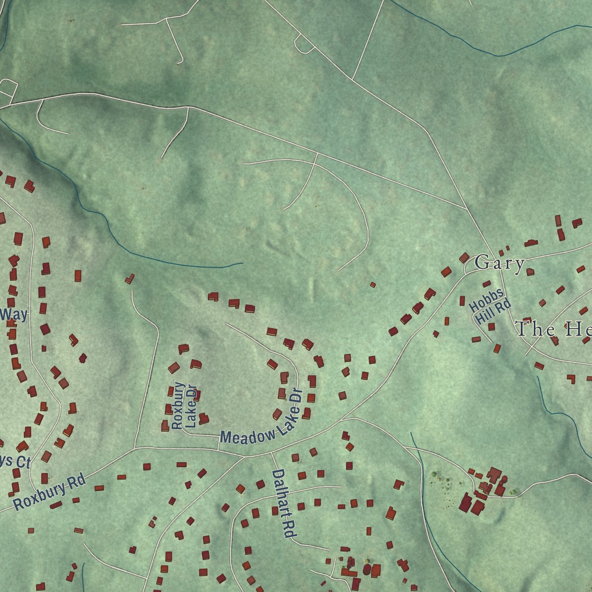Second close-up of the map of Glenelg, Maryland print showing more streets and buildings