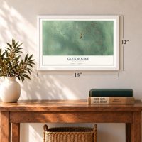 Glenmoore, Pennsylvania map, 12 x 18 inch print in a white frame in an entryway