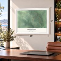 Glenmoore, Pennsylvania map, 18 x 24 inch print in a white frame in a home office