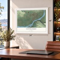 Glenns Ferry, Idaho map, 18 x 24 inch print in a white frame in a home office