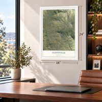 Glennville, California map, 18 x 24 inch print in a white frame in a home office