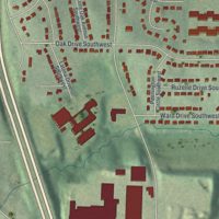 Second close-up of the map of Glenrose Heights, Georgia print showing more streets and buildings