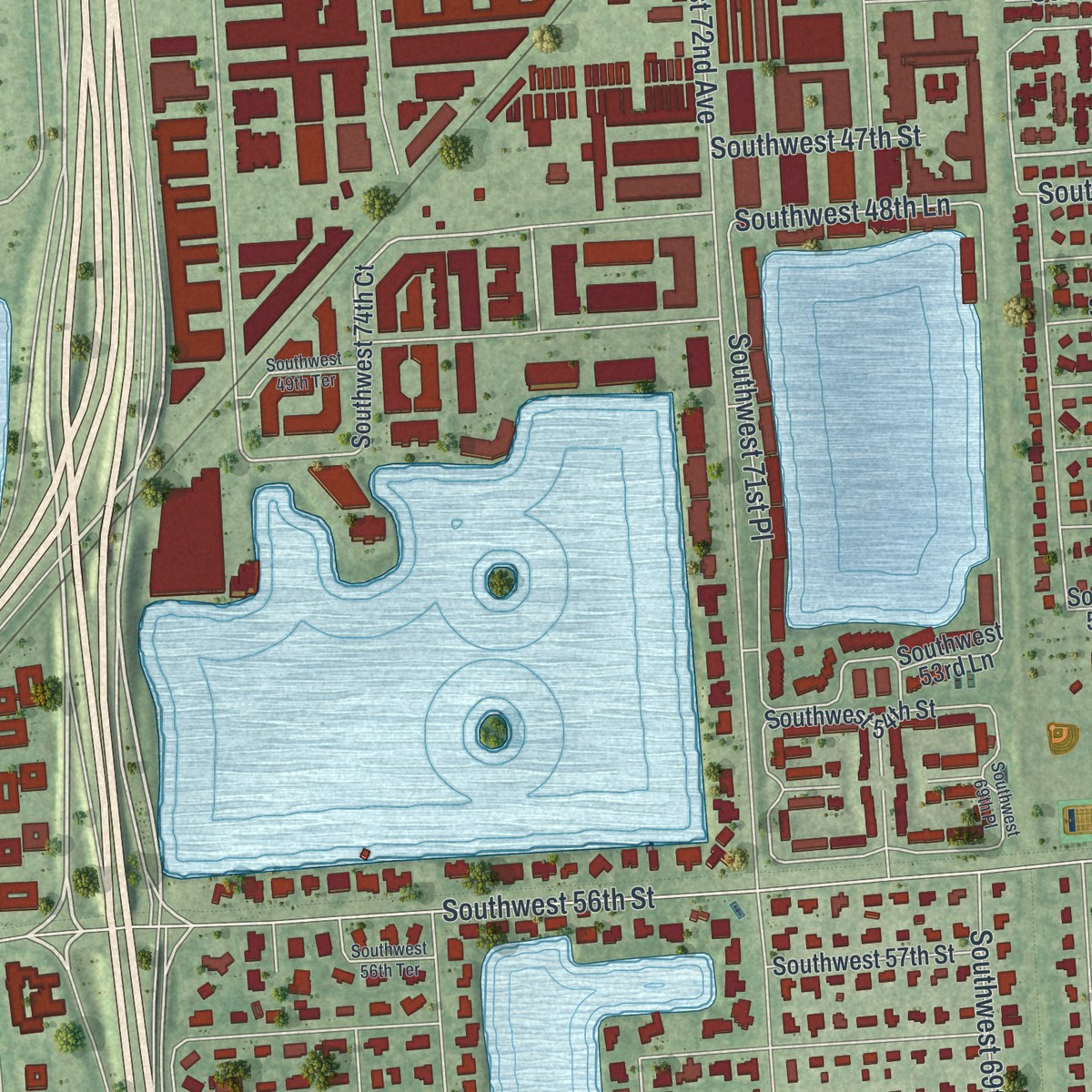 Second close-up of the map of Glenvar Heights, Florida print showing more streets and buildings