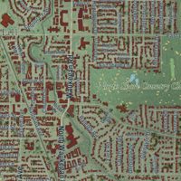 Second close-up of the map of Glenview, Illinois print showing more streets and buildings