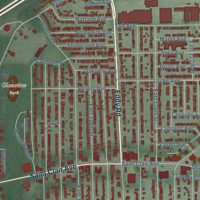 Second close-up of the map of Glenville, Ohio print showing more streets and buildings