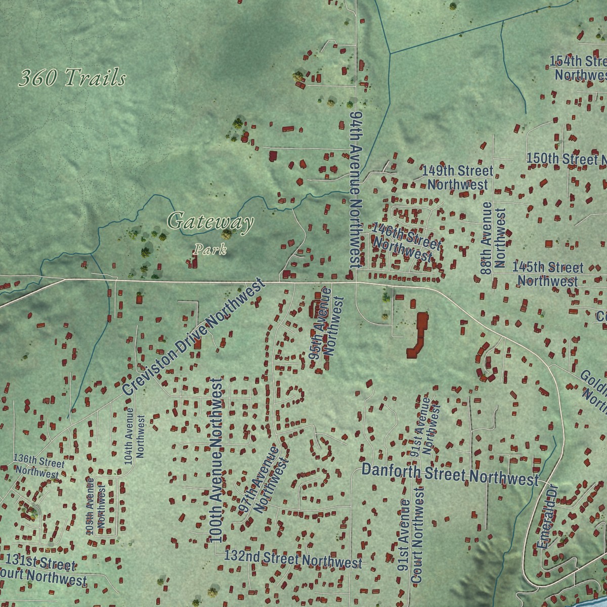 Second close-up of the map of Glenwood, Kitsap County, Washington print showing more streets and buildings