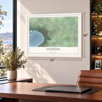 Glenwood, Minnesota map, 18 x 24 inch print in a white frame in a home office