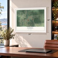 Glidden, Wisconsin map, 18 x 24 inch print in a white frame in a home office