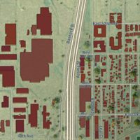 Second close-up of the map of Globeville, Colorado print showing more streets and buildings