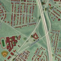 Second close-up of the map of Gloucester City, New Jersey print showing more streets and buildings