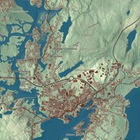 Close-up of the map of Gloucester, Massachusetts print showing terrain and local geography