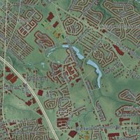 Second close-up of the map of Gloucester, New Jersey print showing more streets and buildings