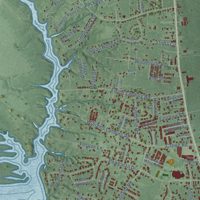 Second close-up of the map of Gloucester Point, Virginia print showing more streets and buildings