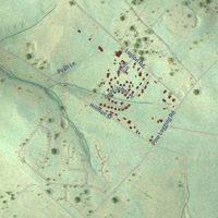 Second close-up of the map of Gloverville, South Carolina print showing more streets and buildings