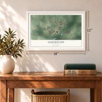 Gluckstadt, Mississippi map, 12 x 18 inch print in a white frame in an entryway