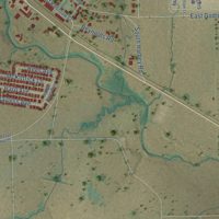 Second close-up of the map of Godley, Texas print showing more streets and buildings