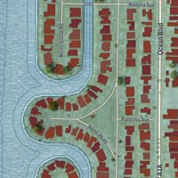 Second close-up of the map of Golden Beach, Florida print showing more streets and buildings