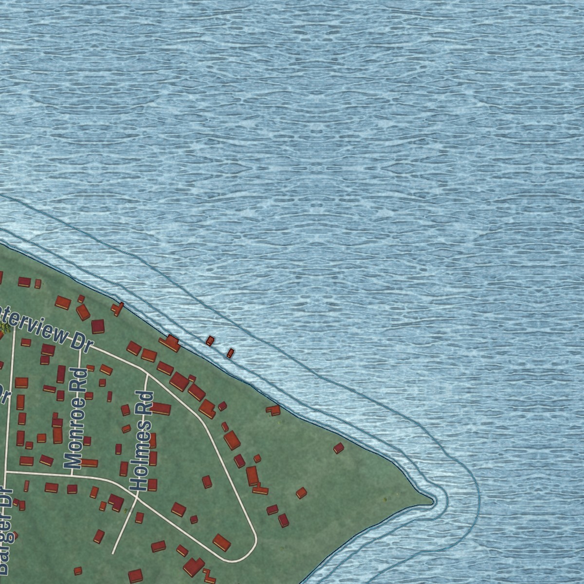 Second close-up of the map of Golden Beach, Maryland print showing more streets and buildings