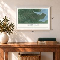 Golden Beach, Maryland map, 12 x 18 inch print in a white frame in an entryway