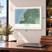 Golden, Michigan map, 18 x 24 inch print in a white frame in a home office