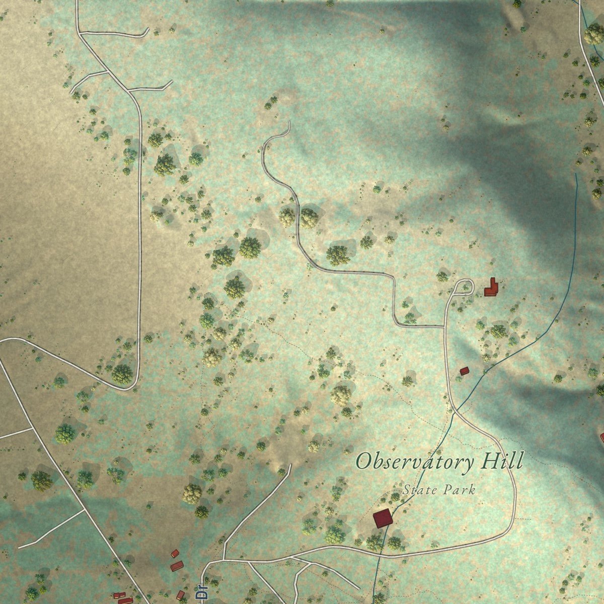 Second close-up of the map of Goldendale, Washington print showing more streets and buildings