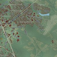Second close-up of the map of Goldsboro, North Carolina print showing more streets and buildings