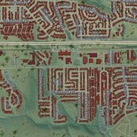 Second close-up of the map of Goleta, California print showing more streets and buildings