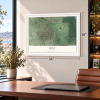 Golf, Illinois map, 18 x 24 inch print in a white frame in a home office
