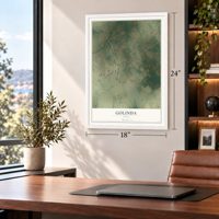 Golinda, Texas map, 18 x 24 inch print in a white frame in a home office