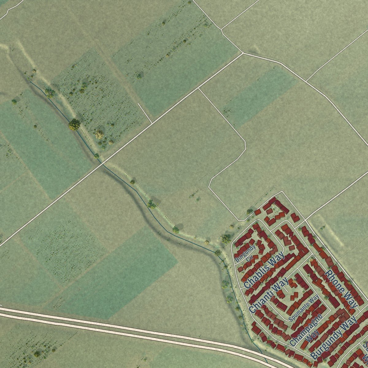 Second close-up of the map of Gonzales, California print showing more streets and buildings