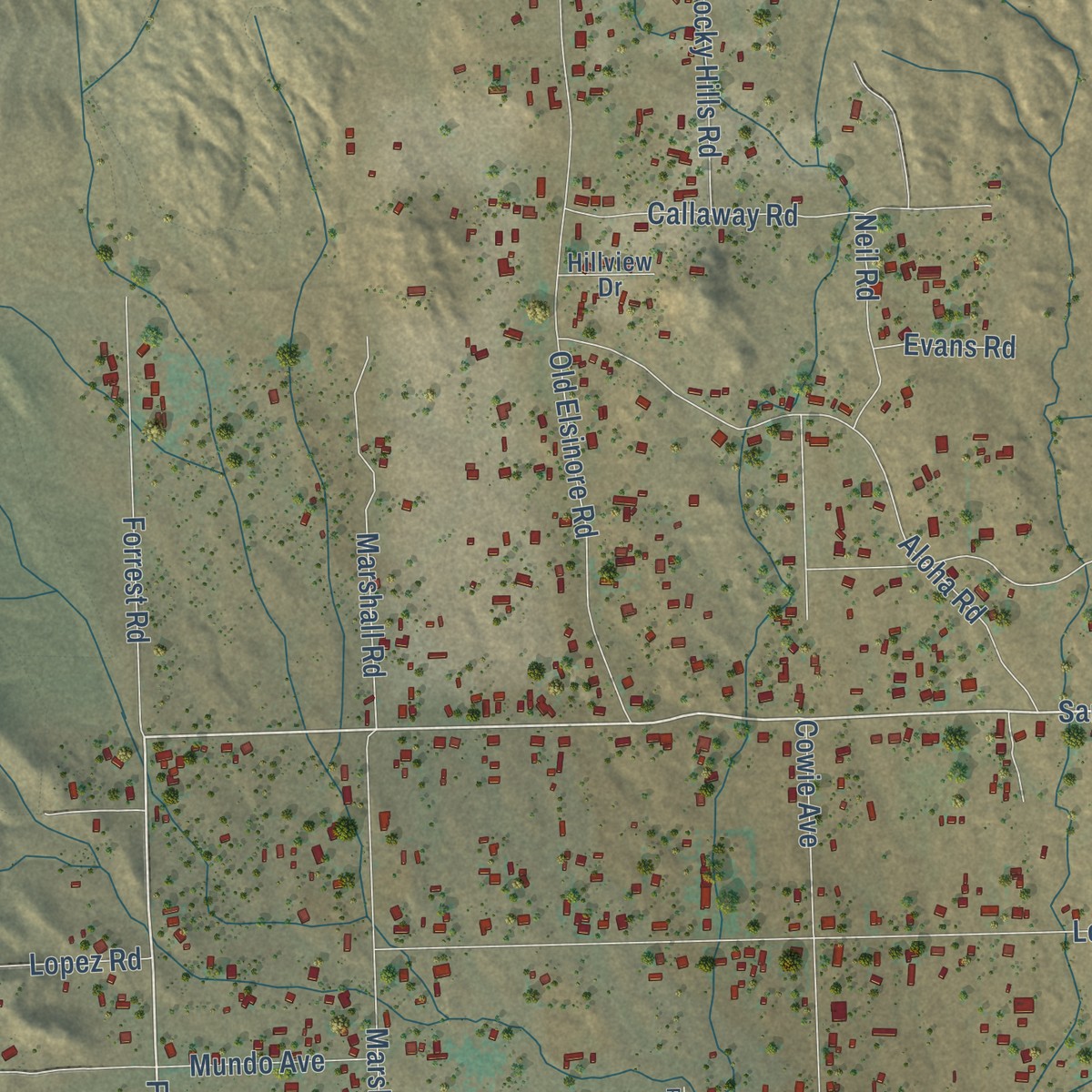 Second close-up of the map of Good Hope, California print showing more streets and buildings