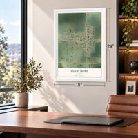 Good Hope, Illinois map, 18 x 24 inch print in a white frame in a home office