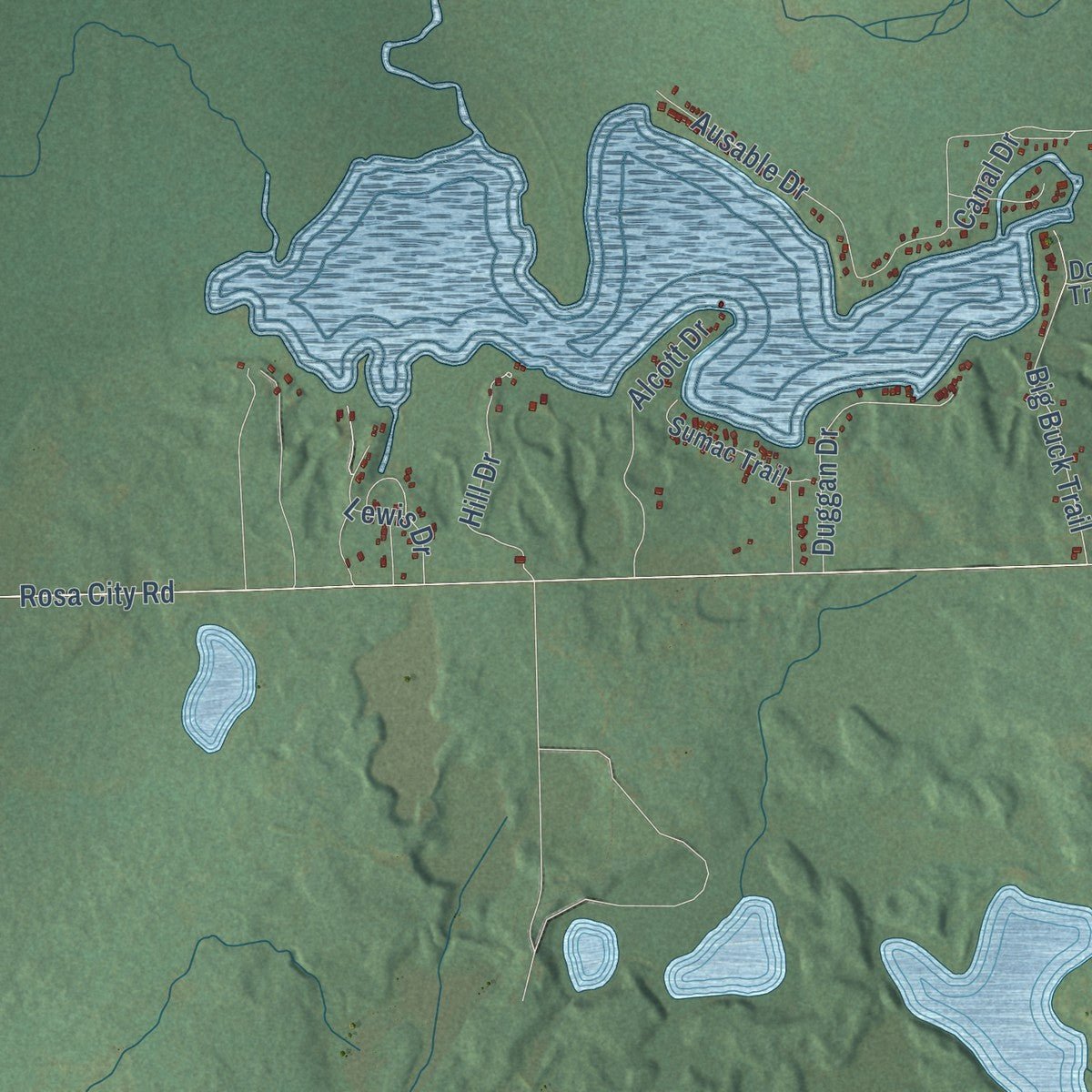 Second close-up of the map of Goodar, Michigan print showing more streets and buildings